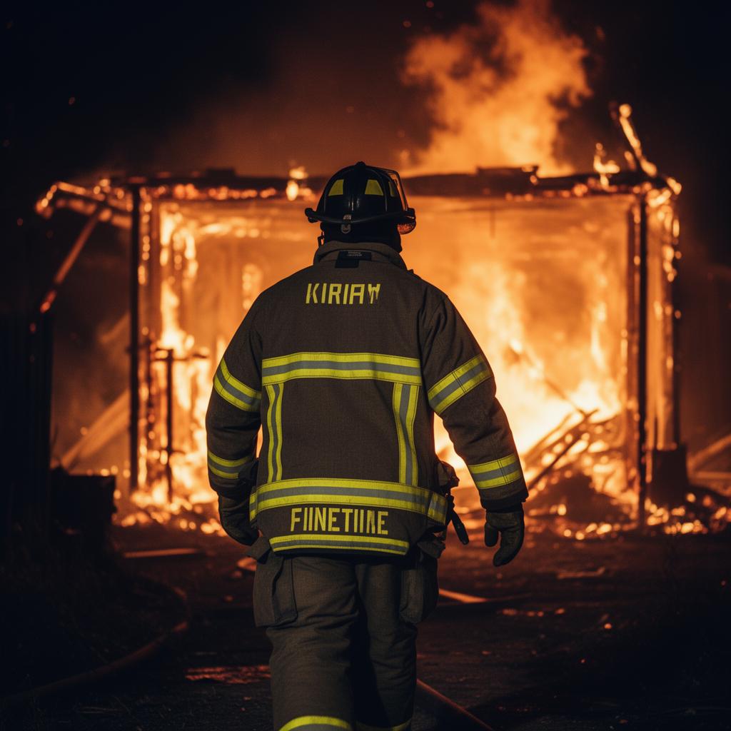 Firefighter approaching a structure fire